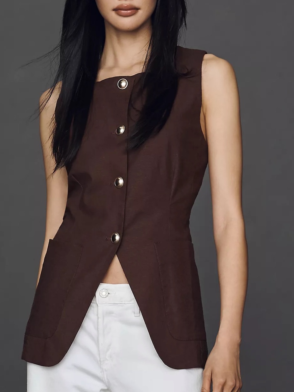 NWT Maeve Linen Blend Cutaway Vest